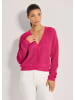 MADELEINE Kurze Ajour-Strickjacke mit Knöpfen in korallenpink