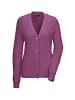 GOLDNER Kurzgröße:  Elegante Strickjacke mit V-Ausschnitt in maulbeere