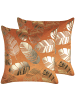 Beliani 2er-Set Dekokissen SUNFLOWER in Orange/Gold