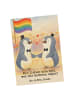 Mr. & Mrs. Panda Postkarte Pinguine Gay Pride Design mit Spruch in Weiß