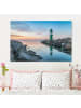 WALLART Leinwandbild - Sunset at the Lighthouse in Blau