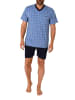 NORMANN Schlafanzug kurzarm Shorty Pyjama karierten Oberteil - 61259 in marine