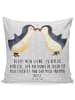 Mr. & Mrs. Panda Kissen 40x40 Pinguin Liebe mit Spruch in Grau Pastell