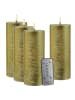 Uyuni 4er Set LED Kerzen PIA Rustik-Optik H: 20cm mit Batterien und Fernb in gold