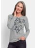 GOLDNER Kurzgröße:  Motivshirt mit Glitzersteinen in grau / melange