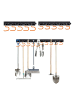 relaxdays Gartengerätehalter "10 Haken" in Schwarz/ Orange - (B)43 x (H)5 x (T)2 cm
