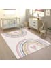 KADIMA DESIGN Kinderteppich Regenbogen mit Herz Kinderzimmer in Pink