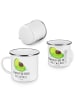Mr. & Mrs. Panda Emaille Becher Avocado Schwangerschaft mit Spruch in Weiß
