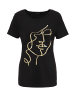 Aniston CASUAL T-Shirt in schwarz-goldfarben