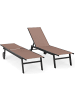 COSTWAY 2er Set Sonnenliege mit Rollen Metall in Braun