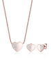 Elli Schmuckset 925 Sterling Silber Herz in Rosegold