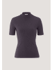 Hessnatur Hessnatur Mock-Neck Shirt Slim aus Bio-Baumwolle in dunkle traube