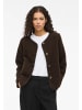 Vila Teddyjacke Knopfleiste Rundhals Langarm Basic in Kaba-Braun