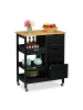 relaxdays Küchenwagen Schwarz/ Natur - (B)68,5 x (H)85 x (T)38,5 cm