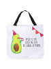Mr. & Mrs. Panda Tasche Avocado Party mit Spruch in Weiß