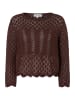 More & More kurzer, kastiger Lochstrickpullover, 3/4 Arm in chocolate