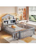 ABRIHOME Kinderbett mit Einlegeböden Stauraum Schutzgitter und Tür 90 x 200 Grau