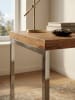 KADIMA DESIGN Schreibtisch Massivholz | Rustikal-Stil, Metall-Gestell, 50kg Belastbar in Beige