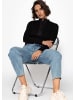 SASSYCLASSY Langarm Shirt mit breiter Knopfleiste in Schwarz
