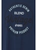 BLEND Logo Print T-Shirt Rundhals Regular Fit Kurzarm Shirt Baumwolle in Dunkelblau