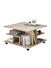 CALICOSY Couchtisch auf Rädern mit Nischen in Helles - (W)76  x (H)44  x (L)76 cm