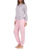 NORMANN Frottee Pyjama langarm Bündchen Streifen - 50017 in Grau