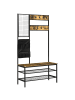 HOMCOM Garderobenständer-100L x 40B x 185H cm-Rustikal-Braun