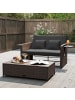 COSTWAY 3 in 1 Polyrattan 2-Sitzer Balkonmöbel Gartenliege in Schwarz