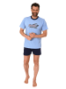 NORMANN Casual Shorty Pyjma kurzen Shorts und Rundhals - 74037 in blau