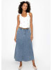 SASSYCLASSY Midi Jeans Rock mit Teilungsnähten in Blau