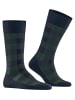 Burlington Buffalo Check Socke in Marine