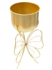 Mauro Ferretti Goldfarbener Metallblumentopf mit Schmetterlingsmotiv, Ø 22 x 45 cm