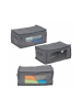 relaxdays 3x Aufbewahrungstasche in Grau - (B)45 x (H)20 x (T)30 cm
