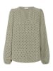 Kaffe Langarm-Bluse KArita Regular fit in Vetiver w. Deep Black Dot