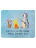 Mr. & Mrs. Panda Maus Pad Pinguin Lagerfeuer mit Spruch in Eisblau