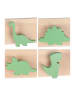relaxdays Kindergarderobe "Dino" in Natur/ Grün – (B)50 x (H)7 x (T)4 cm