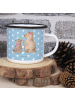 Mr. & Mrs. Panda XL Emaille Tasse Bär Kind ohne Spruch in Blau Pastell