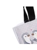 Mr. & Mrs. Panda Strandtasche Pinguine trösten mit Spruch in Grau Pastell