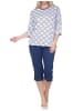 NORMANN Kurzarm Capri Schlafanzug Pyjama Tupfen Punkte Look 125 90 330 in marine