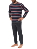 NORMANN Frottee Pyjama langarm Schlafanzug Bündchen Streifen - 76636 in anthrazit
