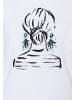 More & More bedrucktes Baumwollstretch-Kurzarmshirt in white