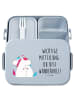 Mr. & Mrs. Panda Snackdose Einhorn Mitteilung Motiv mit Spruch in Blau Pastell