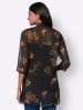 Sieh an! Longbluse in schwarz-ocker-bedruckt