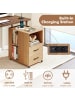 COSTWAY Beistelltisch mit Rollen 60 x 40 x 65,5 cm in Hellbraun