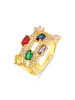 Luxenter ring in metal alloy and multicoloured zirconia, finished in 18k yellow gold Rieu