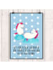 Mr. & Mrs. Panda Art Print Einhorn Sekt mit Spruch in Blau Pastell