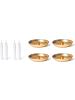 Novaliv 4er-Set Stabkerzenhalter Durchmesser 13cm Dekoschale Gold mit LED-Stab in Gold