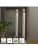 STAR Trading LED Stabkerzen ,Flamme Swirl' aus Echtwachs, 2er-Set, grau-braun