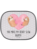 Mr. & Mrs. Panda Auto Sonnenblende Faultiere Herz mit Spruch in Grau Pastell