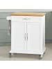 SoBuy Küchenwagen in Weiß und Natur - (B)66 x (H)91 x (T)46cm